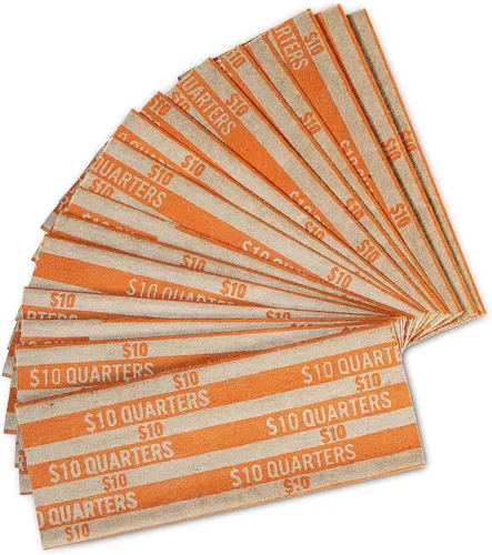 Vista 2 de 1000 envoltorios planos para monedas, soporte para monedas de cuartos, práctico envoltorio de monedas de almacenamiento de un cuarto – 1000