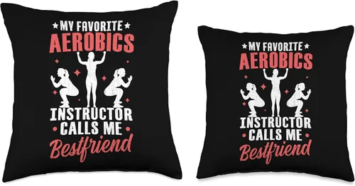Vista 3 de Funny Aerobics Fitness Graphic & More Aerobics Instructor Calls Me Friend Funny Fitness Graphic Throw Pillow, 16x16, Multicolor