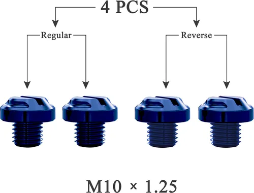 Vista 2 de 4 tapones para agujeros de espejo azul para motocicleta, 2 regulares+2 reversas M10x1.25 (azul, M10> 2 regulares + 2 reverso)