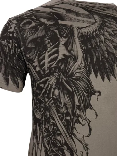 Vista 6 de Xtreme Couture by Affliction Camiseta para hombre, diseño gráfico Carbón (empuñando la muerte)