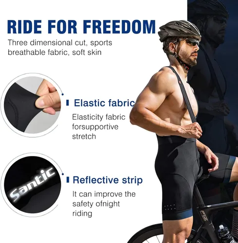 Vista 2 de Santic Pantalones cortos de ciclismo para hombre con relleno 4D para bicicleta de carretera