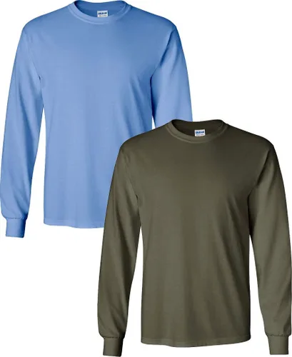 Vista 84 de Gildan Camiseta de manga larga de algodón ultra para adulto, estilo G2400, paquete múltiple Militar + ceniza.