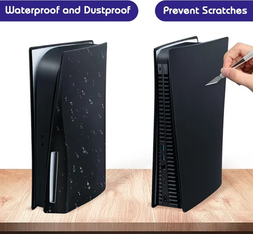Vista 6 de Mcbazel Funda de silicona para consola PS5 Disk Edition, a prueba de polvo, antiarañazos, anticaídas, para Playstation 5 Disk Edition, color negro