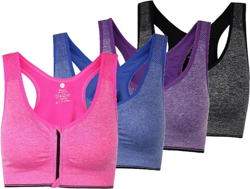 Vista 27 de Brasier deportivo o para yoga con cierre frontal de ganchos y cremallera para mujer