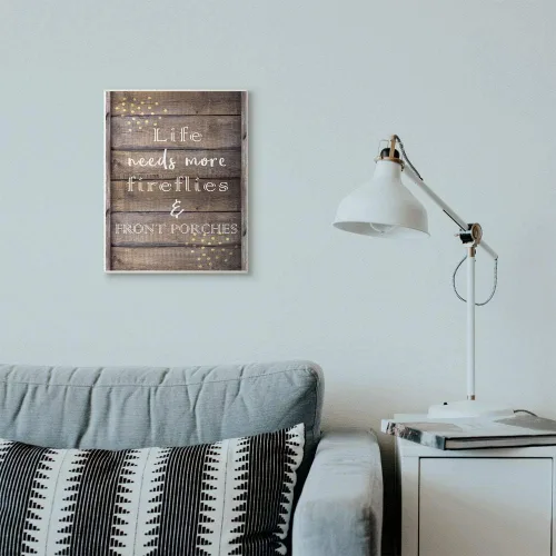 Vista 4 de Stupell Industries Fireflies Country Life Home - Letreros y placas con textura de madera, multicolor
