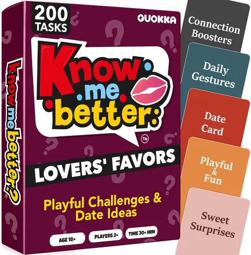 Vista 10 de QUOKKA Juegos para parejas Know Me Better 4 en 1 - Juego de cartas de relación con más de 1350 preguntas iniciales de conversación, desafíos