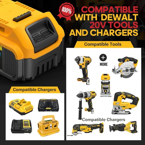 Vista 6 de Reemplazo de 8 Ah compatible con batería Dewalt de 20 V Max con alta