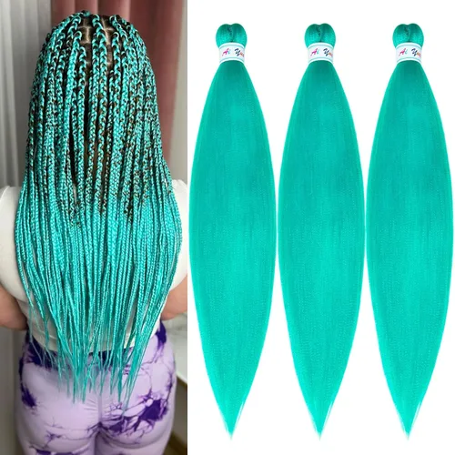 Vista 51 de Pelo trenzado corto 1B negro preestirado Extensiones de pelo trenzado para niños para trenzas de caja sin nudos, pelo trenzado preestirado de 16