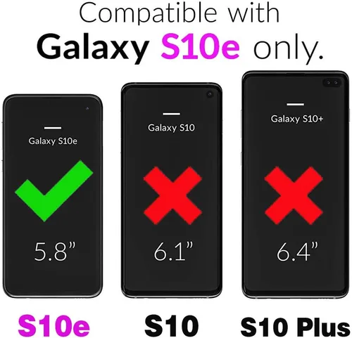 Vista 2 de Funda de teléfono para Samsung Galaxy S10e Cartera con protector de pantalla de vidrio templado, funda magnética de cuero, soporte para tarjetas