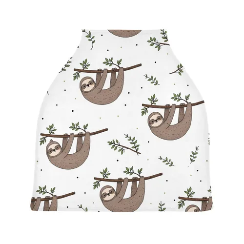 Vista 2 de Funda de lactancia, bufanda de lactancia, lindo Doodle Sloth fundas de asiento de coche para bebés bebés, funda para cochecito, toldo para asiento