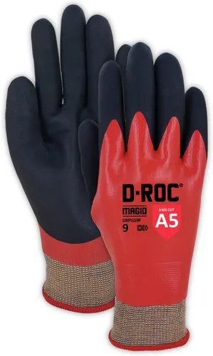 Vista 5 de MAGID D-ROC DX+ Technology DXPG59F 18-Gauge Double-Dipped Foam Nitrile Fully Coated Coreless Work Glove Rojo