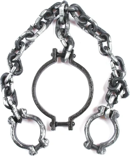 Vista 3 de Fun World Cadenas y collar para hombre, diseño de grilletes, color plateado, estándar, plateado