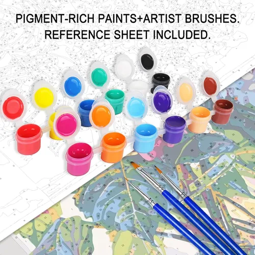Vista 4 de Tucocoo Divertidos kits de pintura colorida de mono por números con pinceles y pigmento acrílico sobre lienzo para adultos, imagen de copa