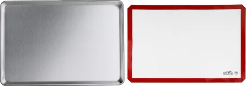 Vista 10 de New Star Foodservice Juego de bandejas de aluminio de calibre 18 y alfombrillas de silicona para hornear, 9 x 13 pulgadas (tamaño de un cuarto)