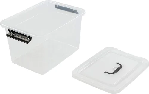 Vista 7 de Farmoon Contenedor de almacenamiento transparente de 12 cuartos de galón, caja apilable de plástico con tapa y mango negro
