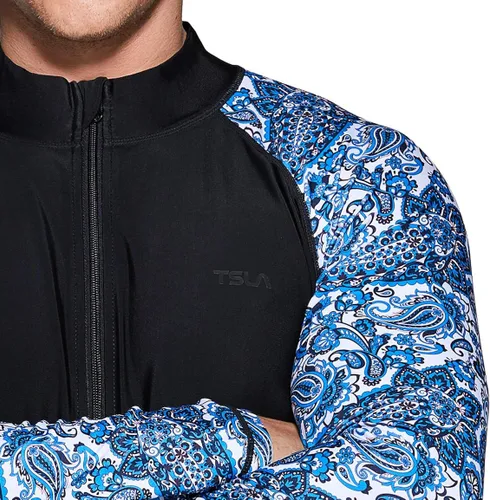 Vista 6 de TSLA - Camisas de natación de secado rápido con cremallera para hombre