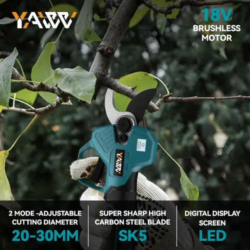 Vista 2 de Tijeras de podar eléctricas sin escobillas para batería Makita de 18 V, tijeras de podar inalámbricas portátiles con pantalla LCD y cuchillas SK5