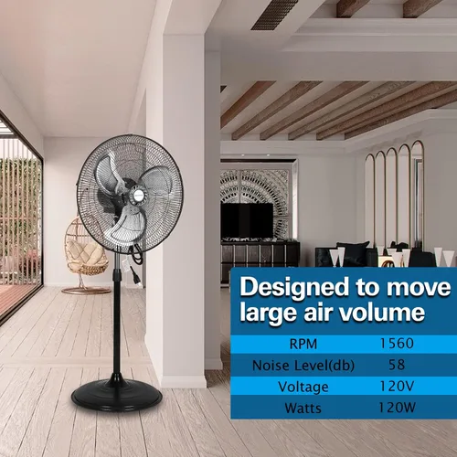 Vista 3 de BILT HARD 3850 CFM Ventilador oscilante de pedestal de alta velocidad de 18 pulgadas, ventilador de pie industrial de 3 velocidades con aspas