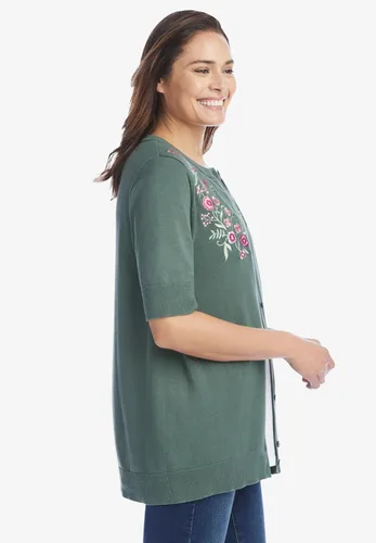 Vista 4 de Woman Within Cárdigan de manga larga con codo perfecto para mujer de talla grande