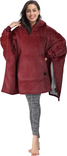 Vista 12 de Tirrinia Manta con capucha de gran tamaño, sudadera con manga de murciélago, acogedora manta Sherpa enorme regalo para mujeres adultas