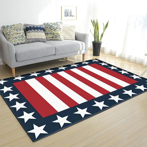 Vista 8 de Alfombra moderna y contemporánea con bandera estadounidense para interiores, 3 x 4 pies, alfombra antideslizante con temática de camuflaje verde