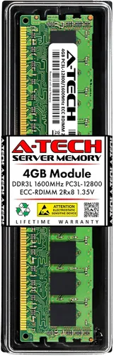 Vista 99 de A-Tech 4GB DDR3 1333MHz PC3-10600R ECC RDIMM 1Rx4 Rango único 1.5V Registrado DIMM 240-Pin Módulo de actualización de memoria RAM de servidor