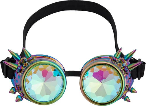 Vista 105 de Gafas caleidoscopio para raves trippy psicodélico steampunk con lentes de cristal de difracción de prisma arcoíris
