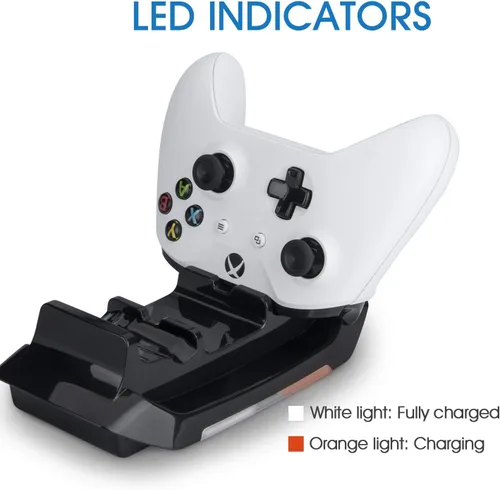 Vista 5 de Rii Xbox one Controller Charger with 2 Rechargeable Battery 800mAh Dual Charging Dock Station for Xbox OneOne SOne XElite Controller