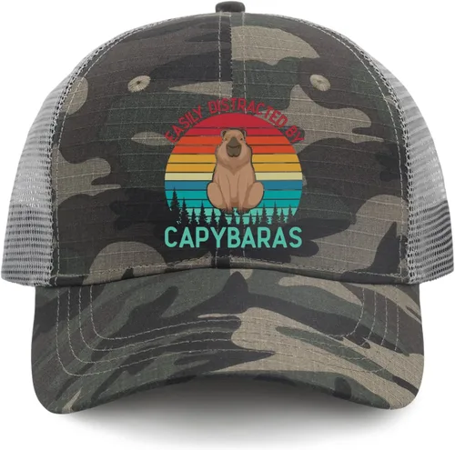 Vista 9 de Gorra de béisbol fácil de distraer con Capybaras, gorra de béisbol vintage para hombre