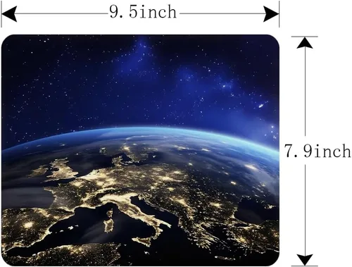 Vista 5 de Earth from Space Europe - Alfombrilla de mouse de goma antideslizante para computadoras, laptop, oficina, hogar, rectangular, personalizable, 9.5 x