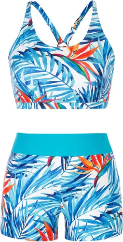 Vista 3 de Hanna Nikole Traje de baño de 3 piezas para mujer, talla grande, control de abdomen, conjunto de tankini atlético