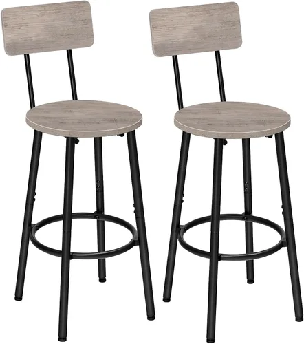 Vista 11 de HOOBRO Taburetes de bar, juego de 2 taburetes de bar redondos con respaldo, sillas de bar de 25.2 pulgadas para isla de cocina, comedor, taburetes