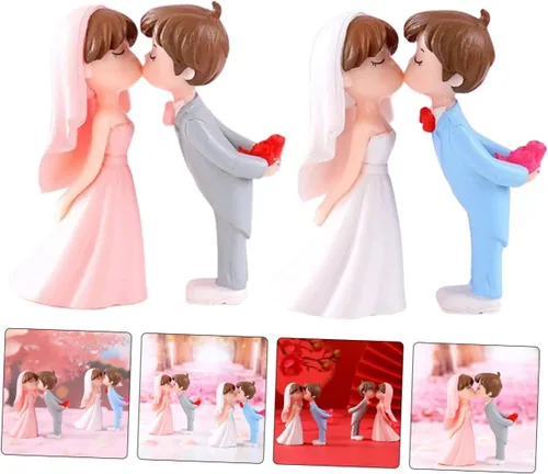 Vista 2 de ARTIBETTER 10 pares de adornos de boda para parejas, adornos para parejas y para la señora para tartas de boda, decoración de estatua de pareja