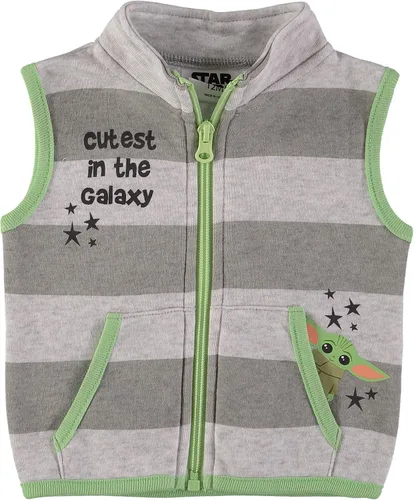 Vista 4 de STAR WARS Baby Boys Clothing 3-Piece Set - Baby Bodysuit, Pants, and Vest with Baby Yoda Print Baby Clothes