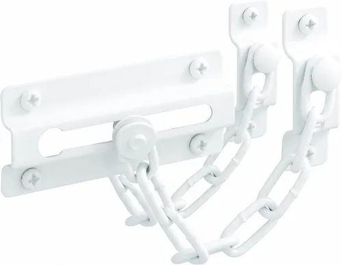 Vista 5 de Prime-Line U 9852 - Protector de puerta de cadena, acero estampado con cadena de acero, acabado pintado en blanco (paquete individual)