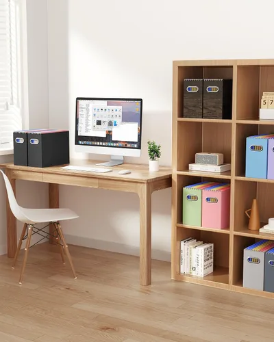 Vista 5 de Oterri Caja Organizadora de Archivos de Cartón para Carpetas Colgantes Tamaño Carta, Caja de Archivos para Escritorio de Computadora, Archivador