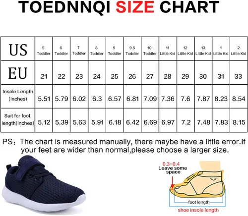 Vista 4 de TOEDNNQI Boys Girls Sneakers Kids Lightweight Breathable Strap Athletic Running Shoes for ToddlerLittle KidBig Kid