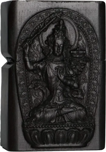 Vista 17 de Caja de carcasa de madera de ébano negro natural tallada para módulo Zippo (Serpiente Cobra)