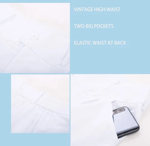 Vista 3 de Belle Poque Women Summer Linen Shorts Elastic High Waisted Shorts with Pockets