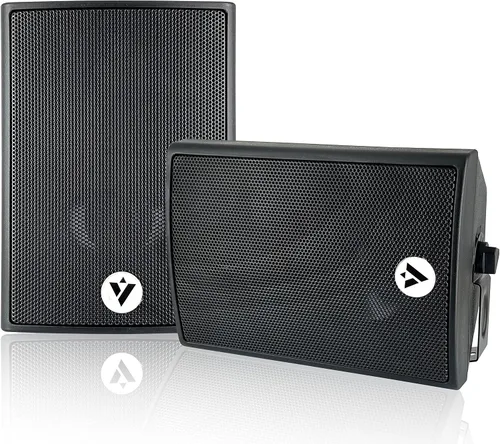 Vista 3 de VOYZ Altavoces montados en la pared de 2 vías para diversión en interiores y exteriores - Altavoces de 100 W de alto rendimiento con woofer de cono