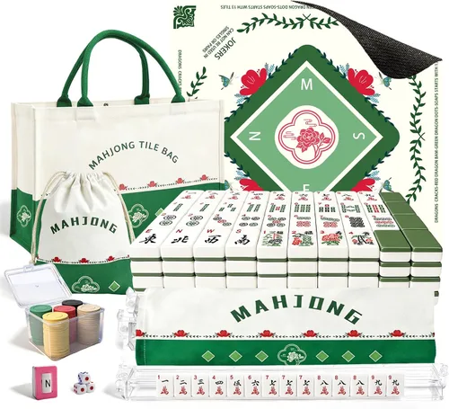 Vista 12 de GUJYUYIF166 American Mahjong Tiles Set with Mat, Racks and Accessories White