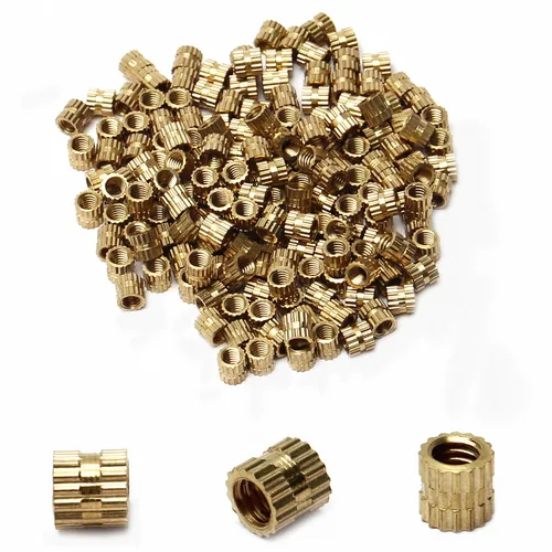 Vista 95 de Tuercas moleteadas de rosca hembra M2x3mm OD Tuercas de inserción roscadas de latón Tuercas de incrustación hidráulicas soldadas juntas Kit surtido