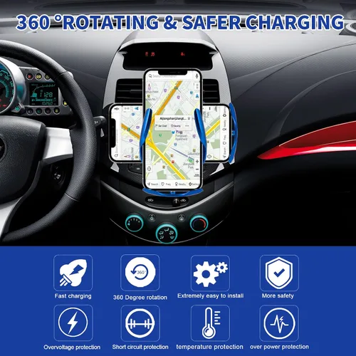 Vista 3 de Cargador de coche inalámbrico Soporte de teléfono Soporte para automóvil Carga inalámbrica de 15 W Carga rápida de sujeción automática Soporte