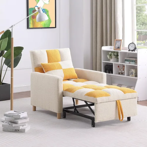 Vista 9 de Silla de cama convertible multifuncional, tela de peluche, ajustable, individual, extraíble, con lumbar, para apartamento, dormitorio, oficina, sala