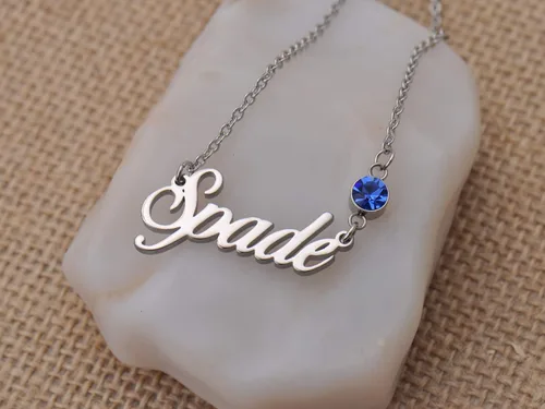 Vista 5 de LikeFun Collar personalizado con mi nombre con piedra natal para regalos de joyería