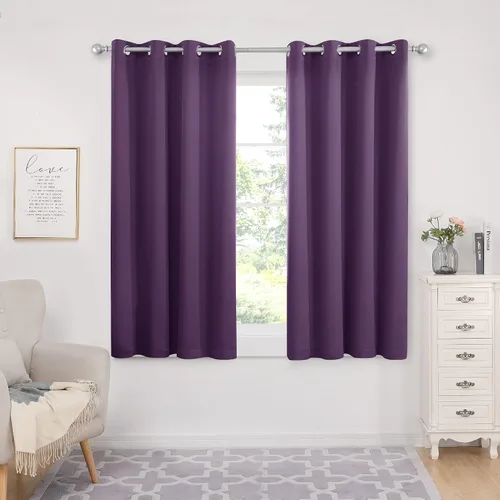 Vista 193 de Deconovo Cortinas opacas 100% con forro negro, cortinas con ojales aisladas térmicamente que reducen el ruido, doble capa para oscurecer