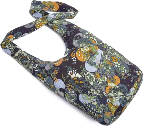 Vista 174 de Bolsa de hombro para mujer, de lona en estilo hippie/bohemio para llevar cruzada al hombro, disponible en diferentes colores y estampados