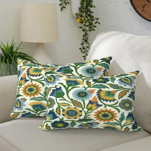 Vista 77 de DYTXIII Paquete de 2 almohadas lumbares impermeables para exteriores con rellenos, 12 x 20 pulgadas, almohada decorativa rectangular para patio