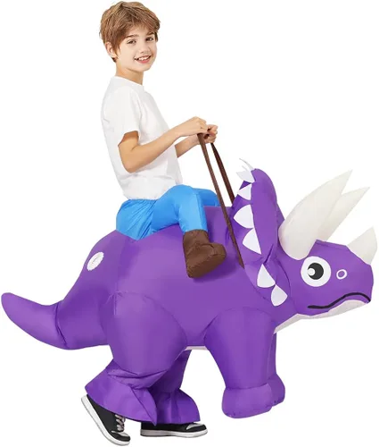 Vista 3 de GOOSH Disfraz inflable de dinosaurio para niños, disfraces de Halloween para niños y niñas, divertido disfraz inflable para fiesta de Halloween