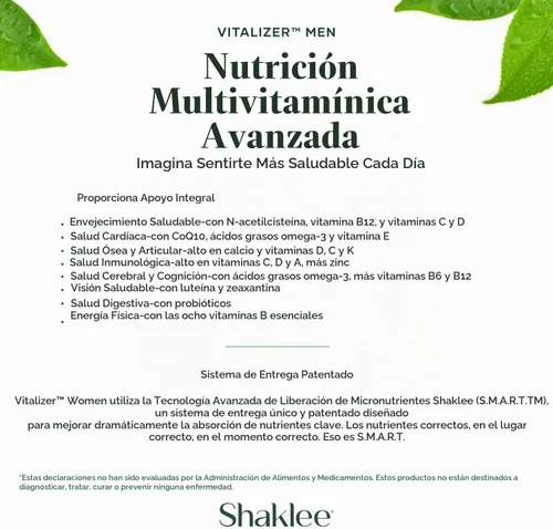 Vista 4 de Shaklee Vitalizer Hombres (30 Días)